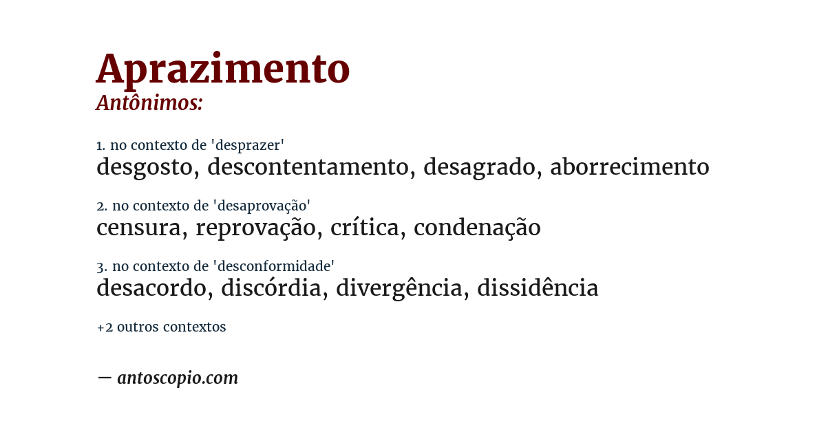 Antônimo de aprazimento