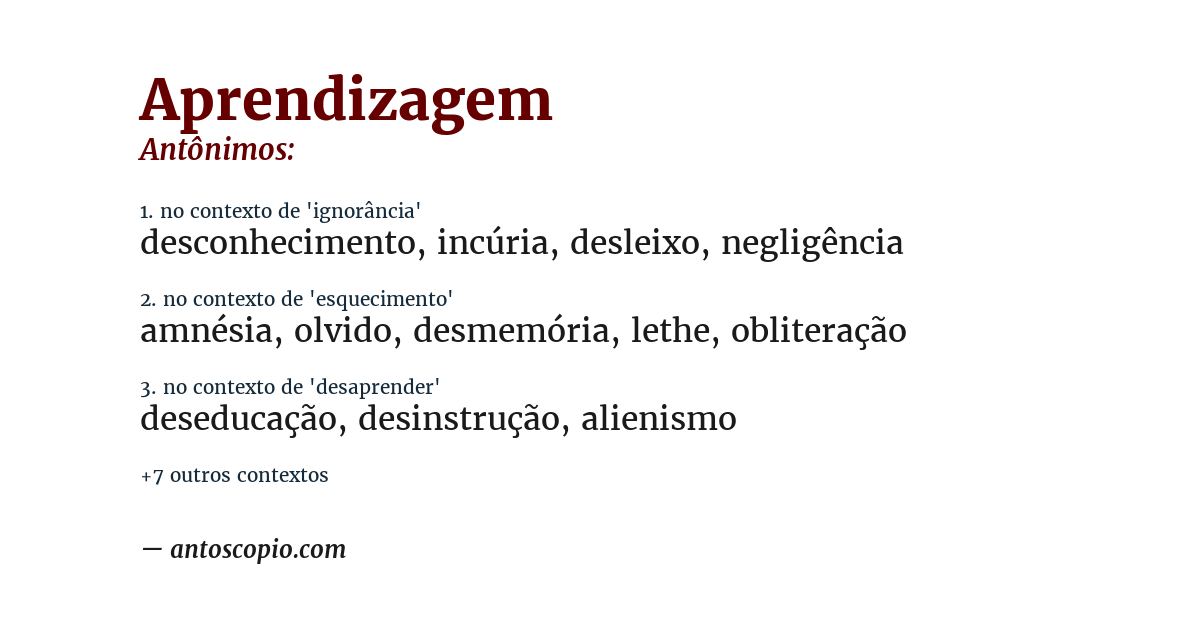 Antônimo de aprendizagem