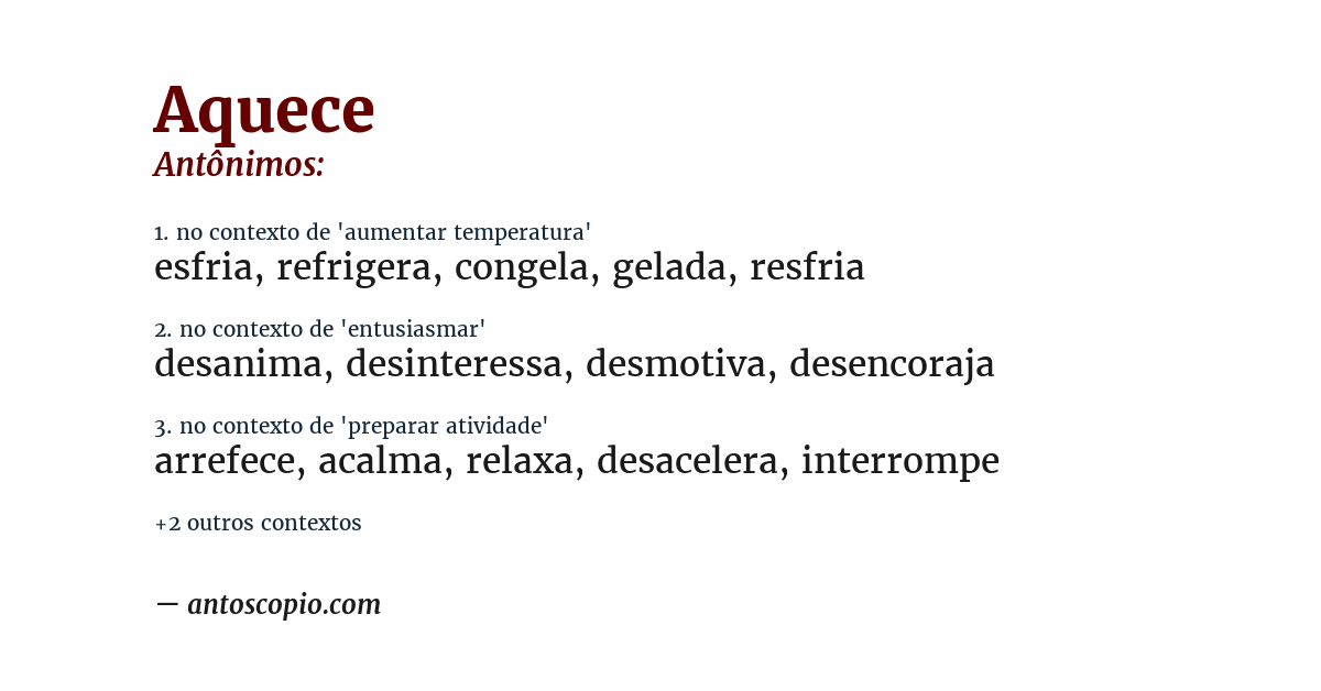Antônimo de aquece