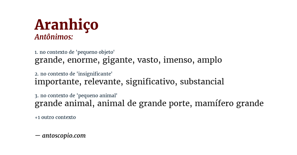 Antônimo de aranhiço