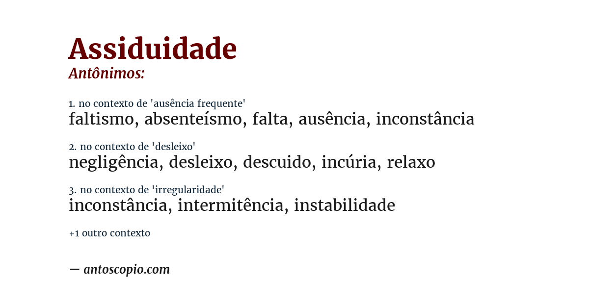 Antônimo de assiduidade