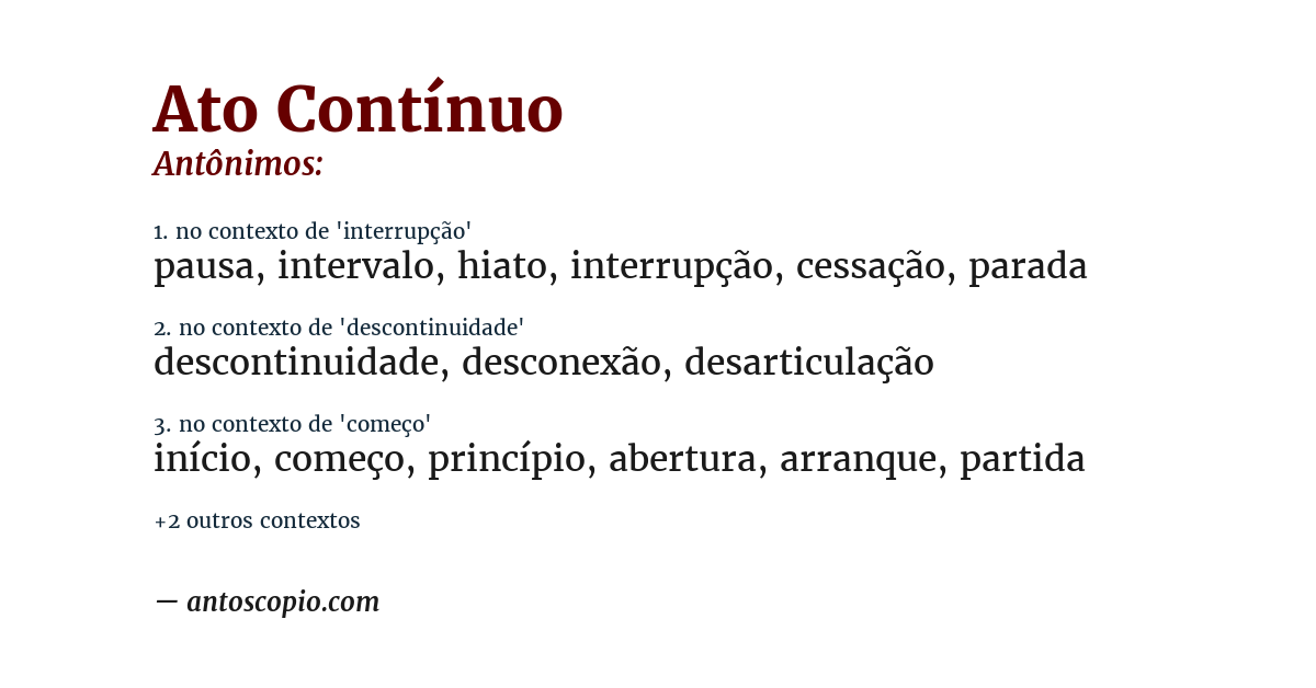 Antônimo de ato contínuo