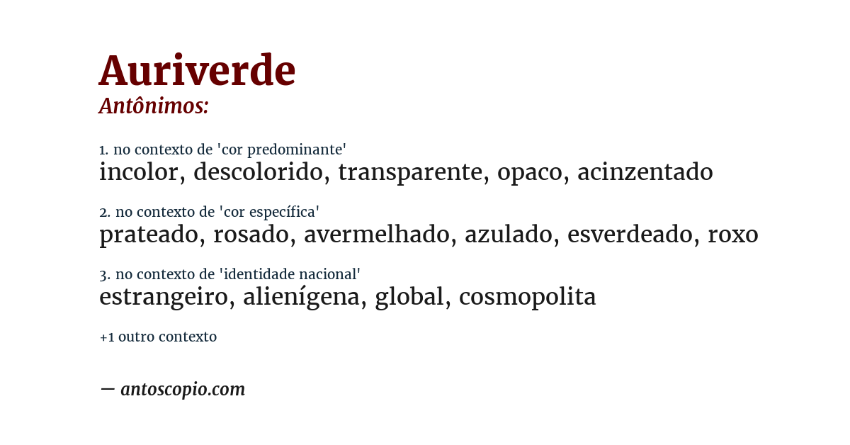 Antônimo de auriverde