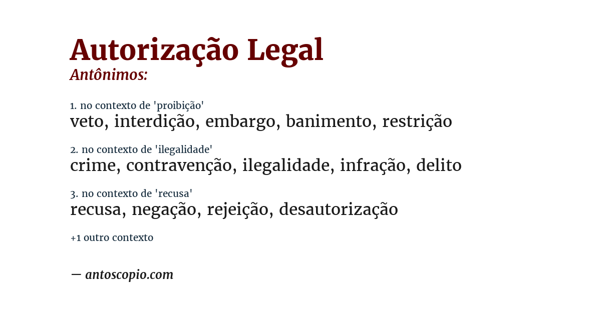 Antônimo de autorização legal