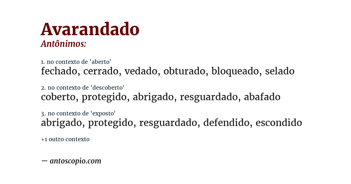 Antônimo de avarandado