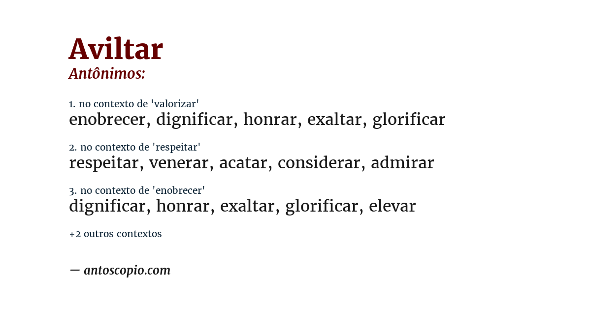 Antônimo de aviltar