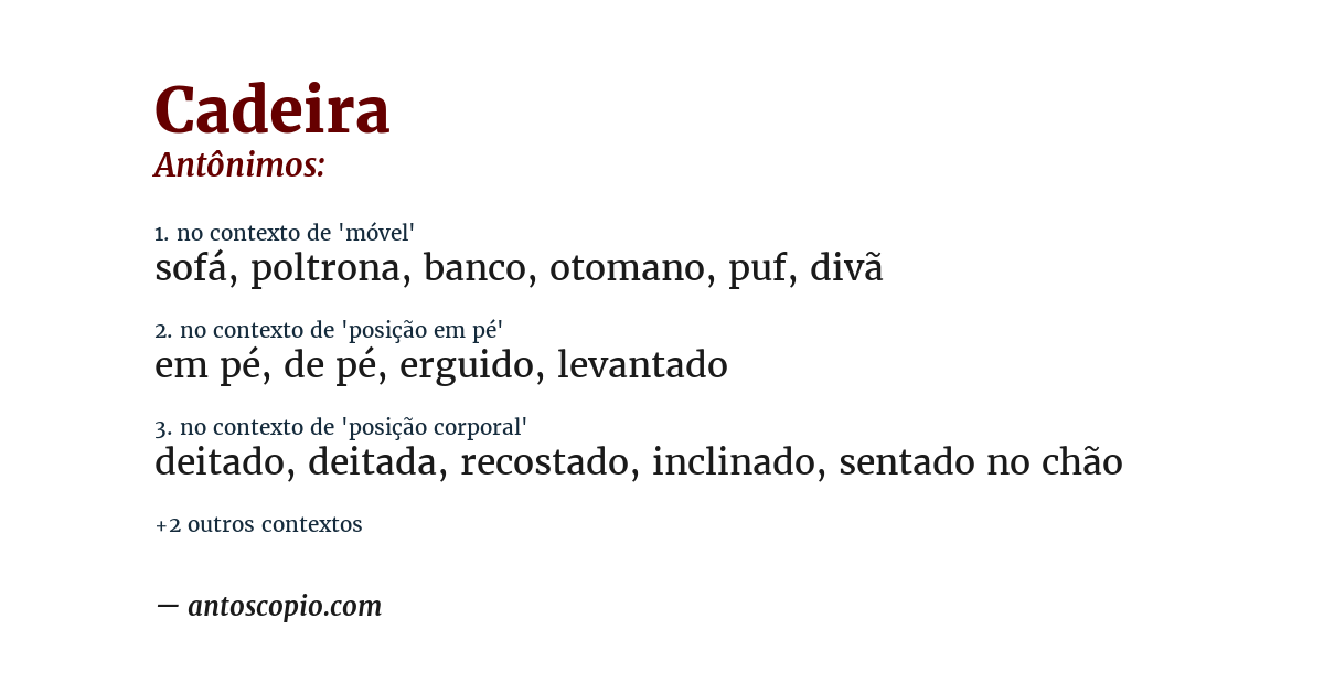 Antônimo de cadeira