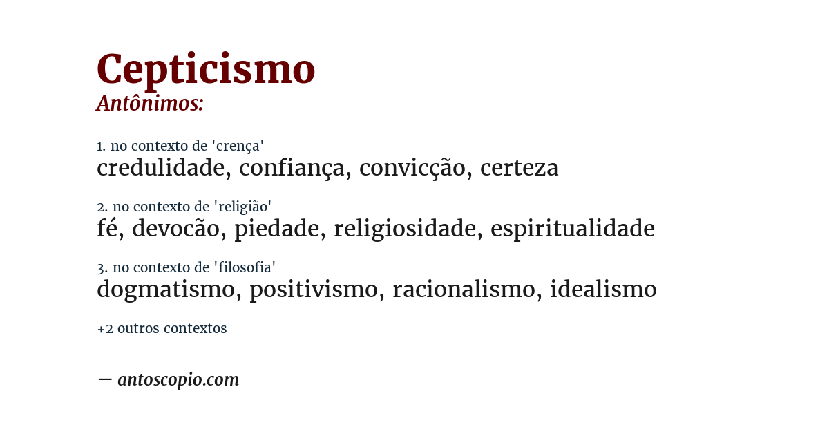 Antônimo de cepticismo