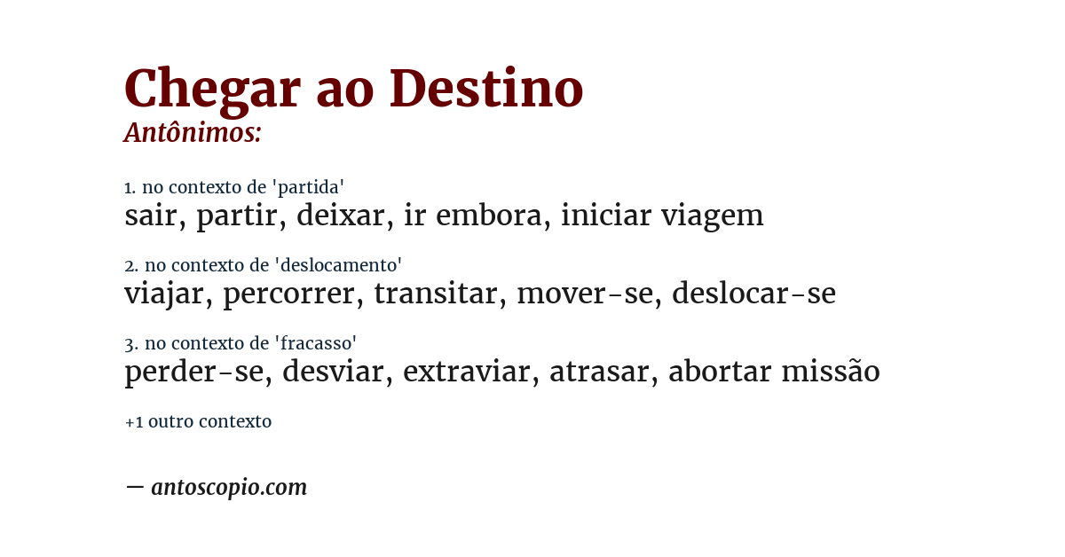Antônimo de chegar ao destino
