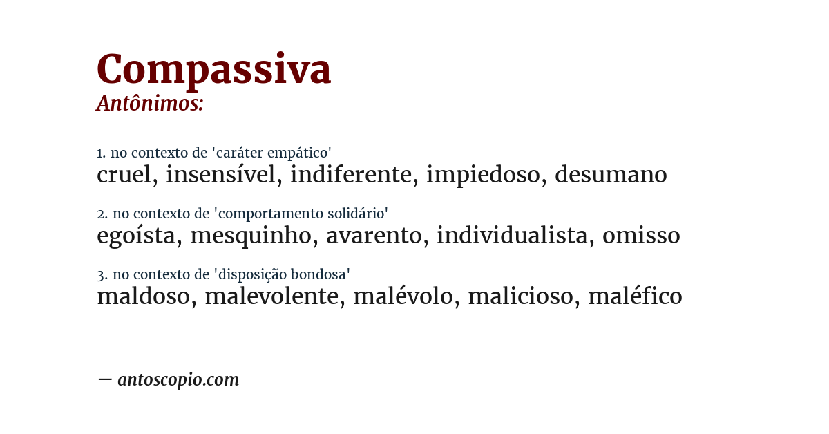 Antônimo de compassiva