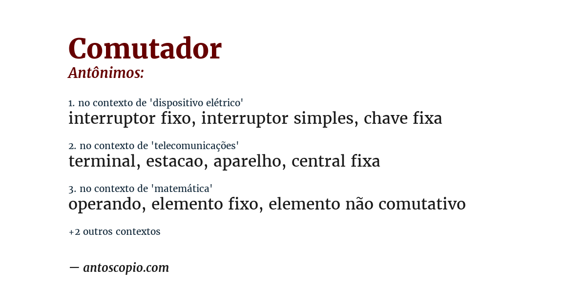 Antônimo de comutador