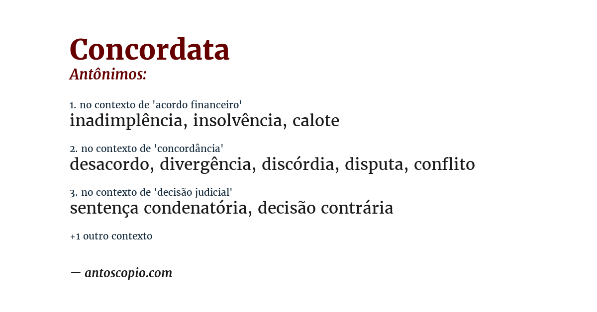 Antônimo de concordata