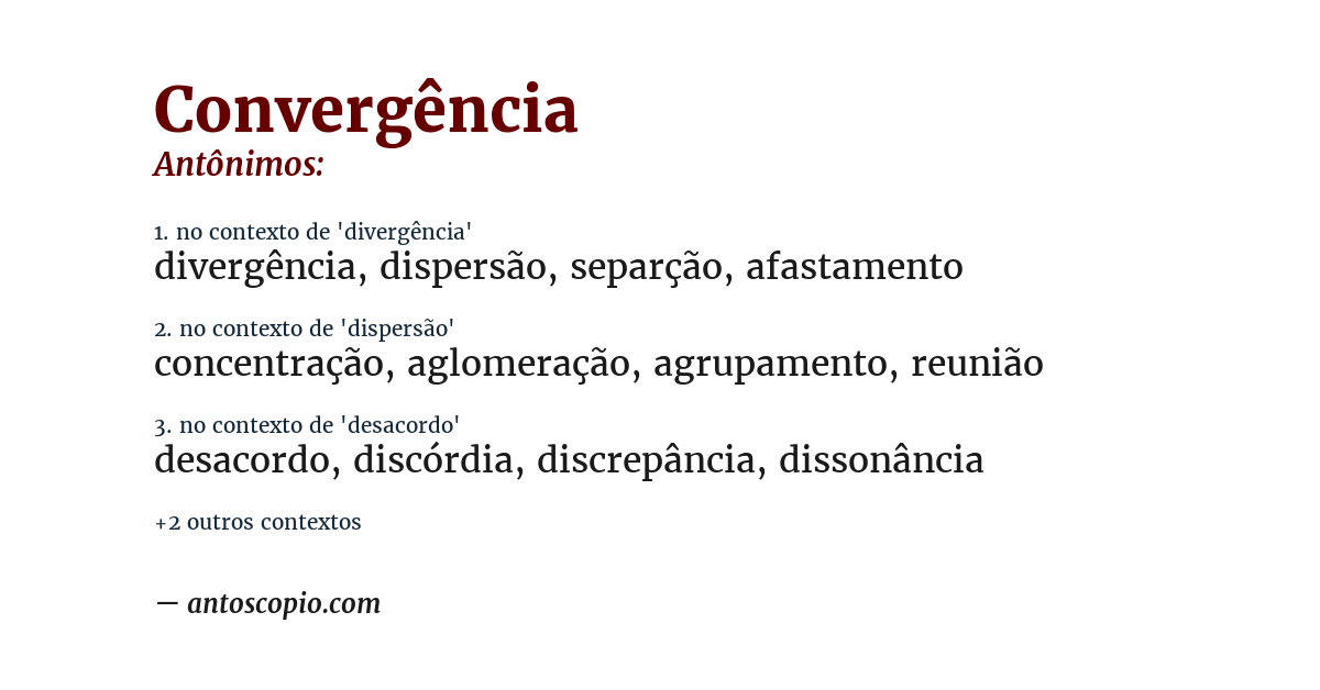 Antônimo de convergência