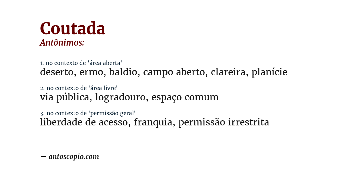 Antônimo de coutada