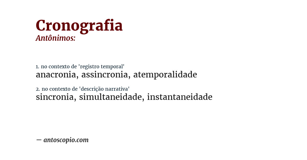 Antônimo de cronografia