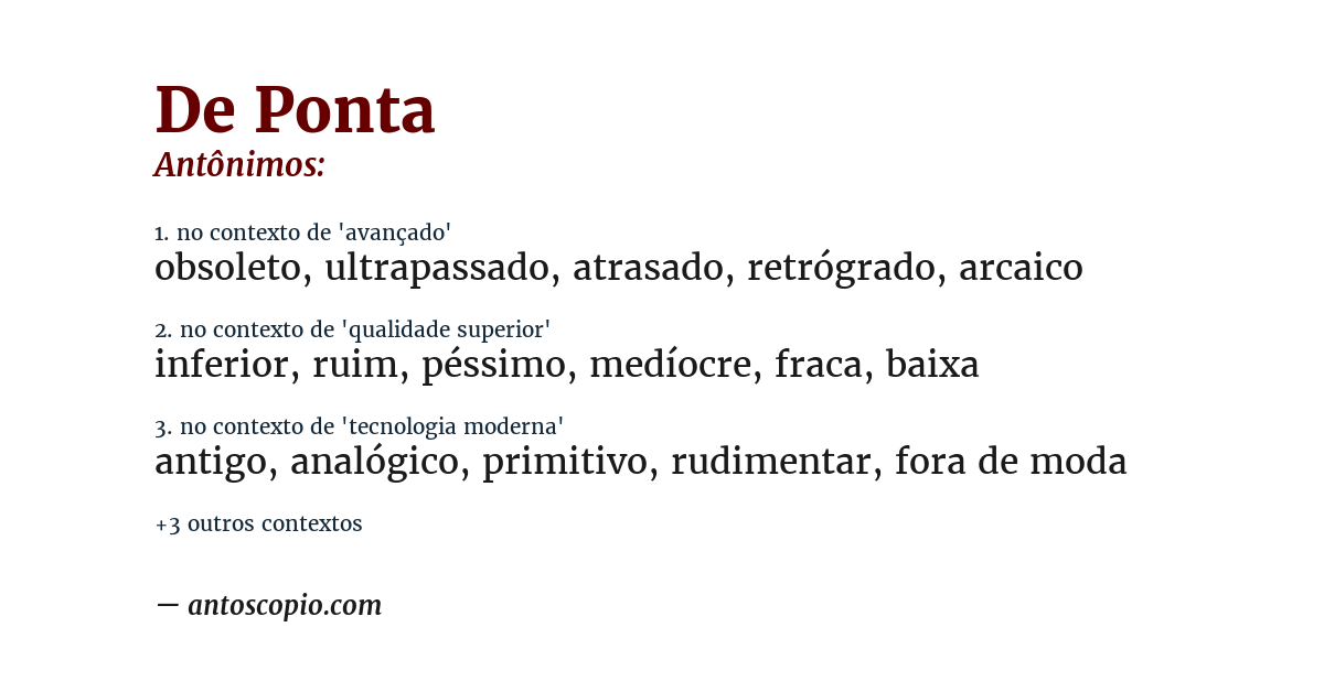 Antônimo de de ponta