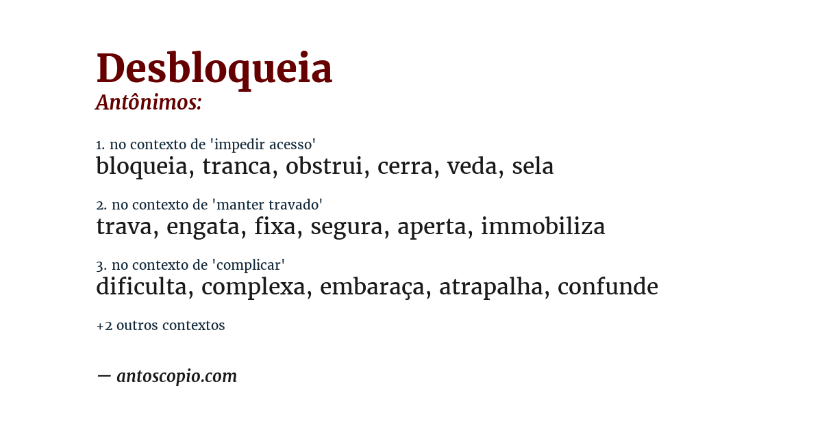 Antônimo de desbloqueia