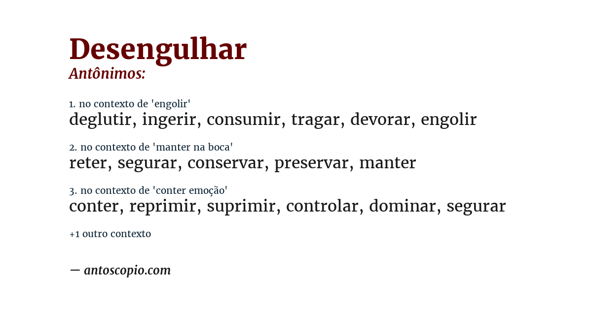 Antônimo de desengulhar