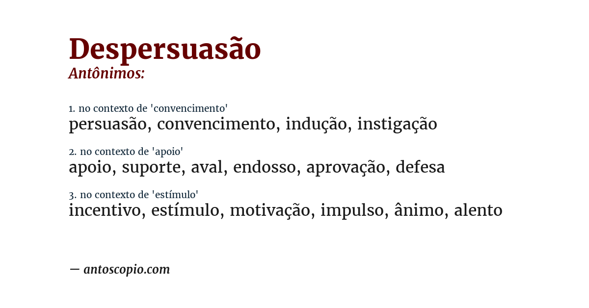 Antônimo de despersuasão