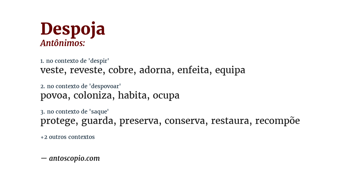 Antônimo de despoja