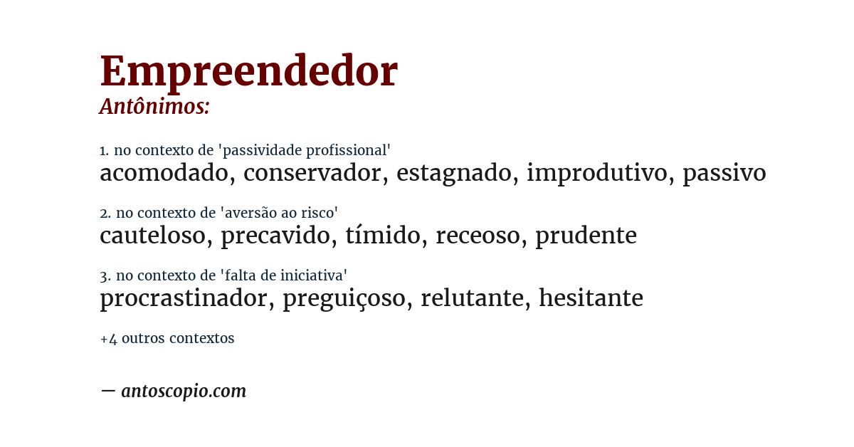 Antônimo de empreendedor