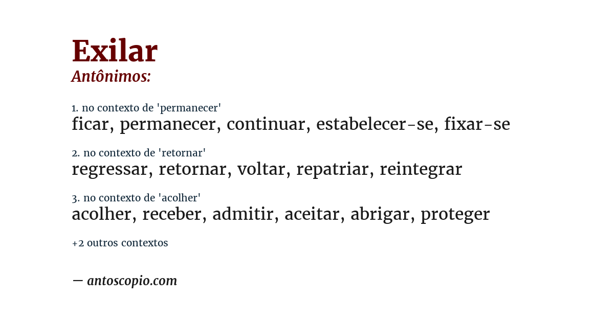 Antônimo de exilar