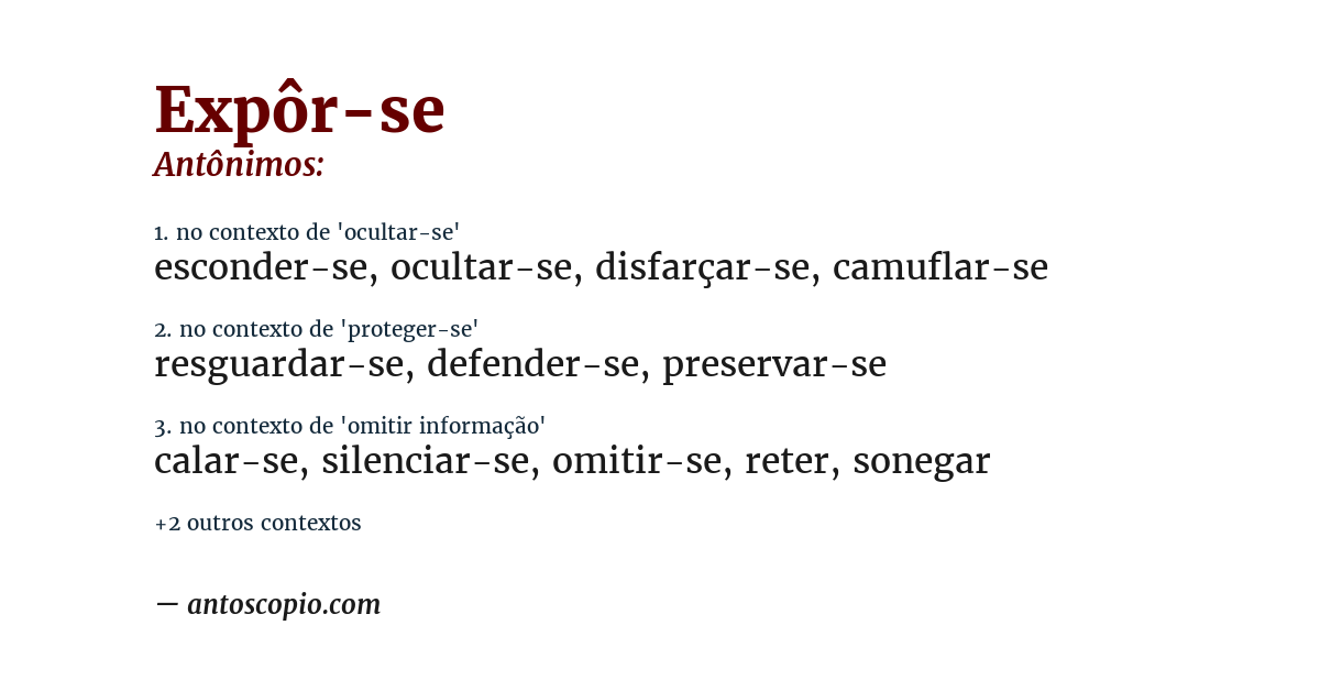 Antônimo de expôr-se