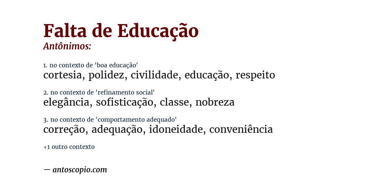 Antônimo de falta de educação