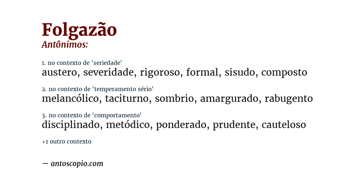 Antônimo de folgazão