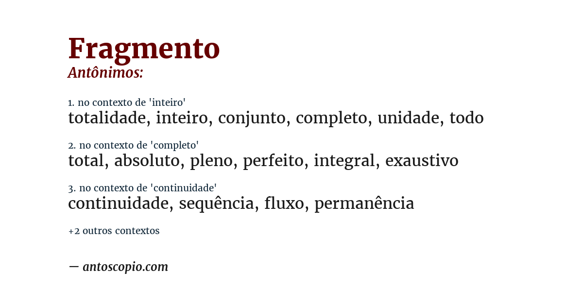 Antônimo de fragmento