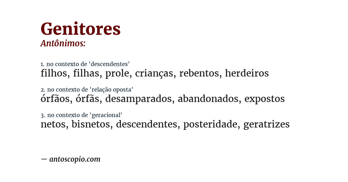 Antônimo de genitores