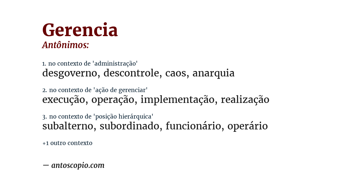 Antônimo de gerencia