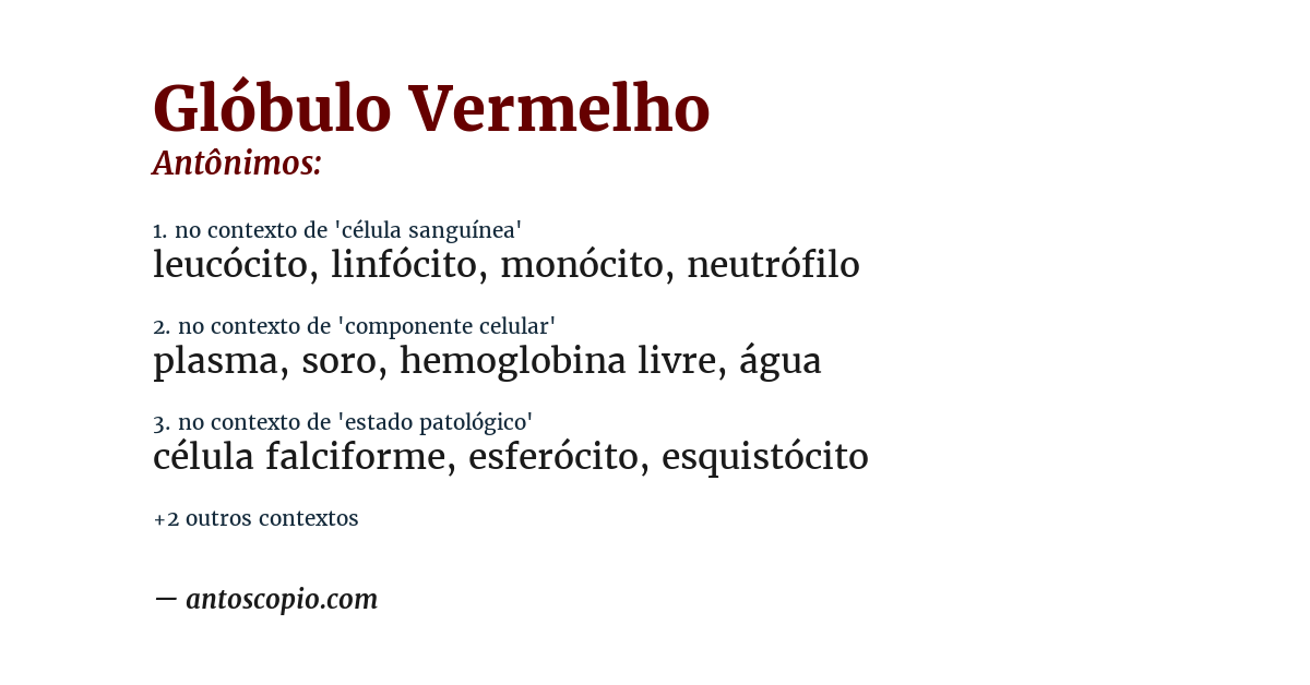 Antônimo de glóbulo vermelho