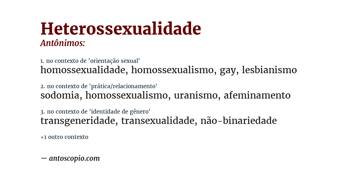 Antônimo de heterossexualidade