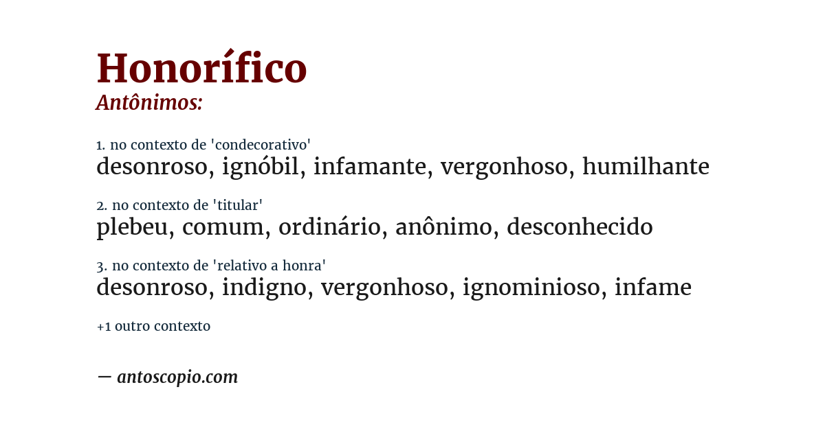 Antônimo de honorífico