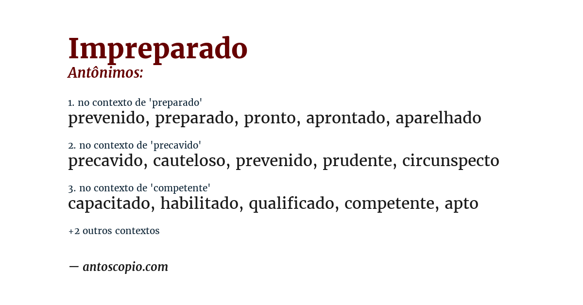 Antônimo de impreparado