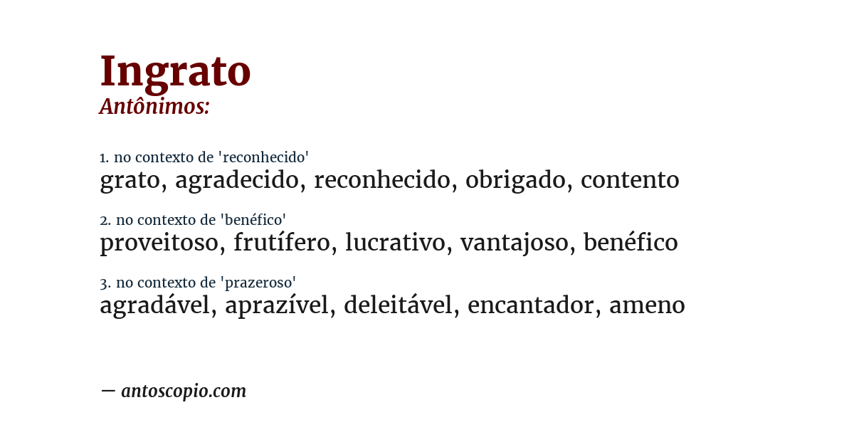 Antônimo de ingrato