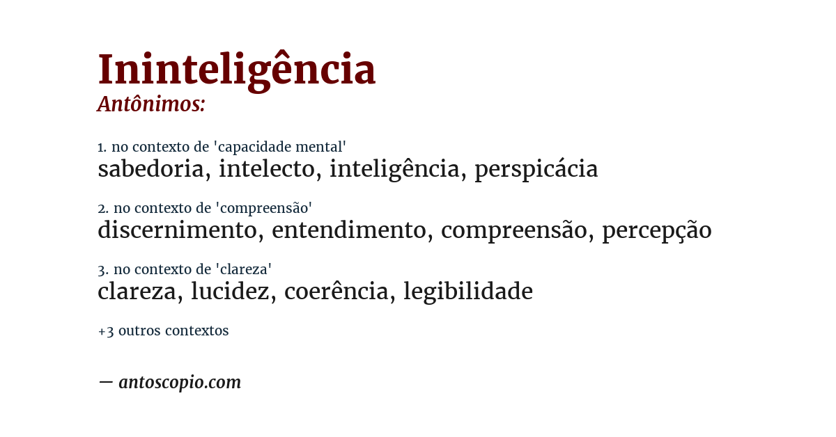 Antônimo de ininteligência