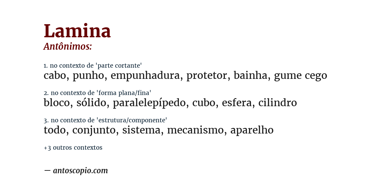 Antônimo de lamina