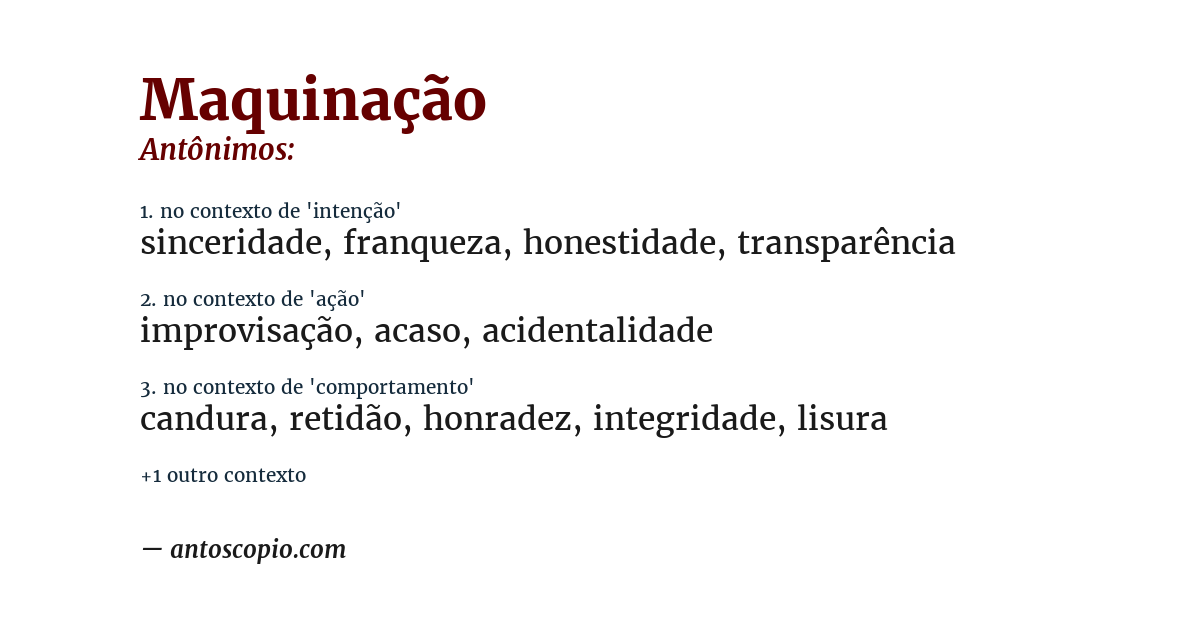 Antônimo de maquinação