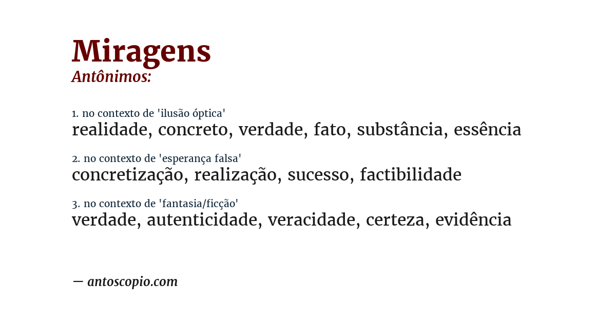 Antônimo de miragens
