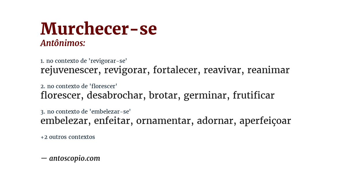 Antônimo de murchecer-se