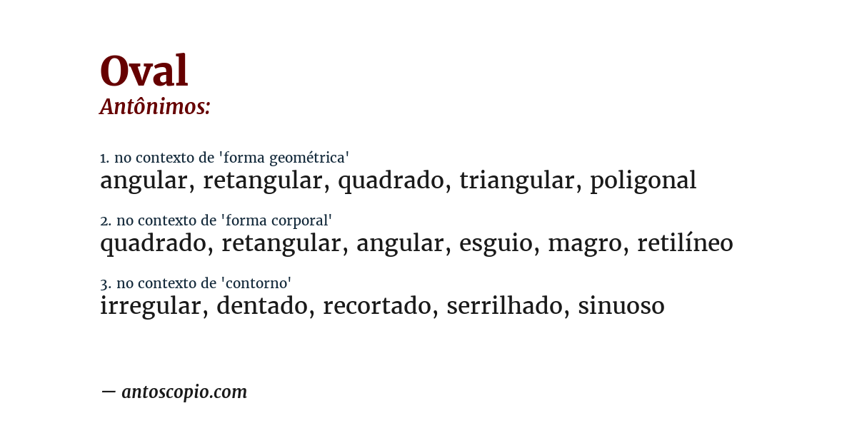 Antônimo de oval