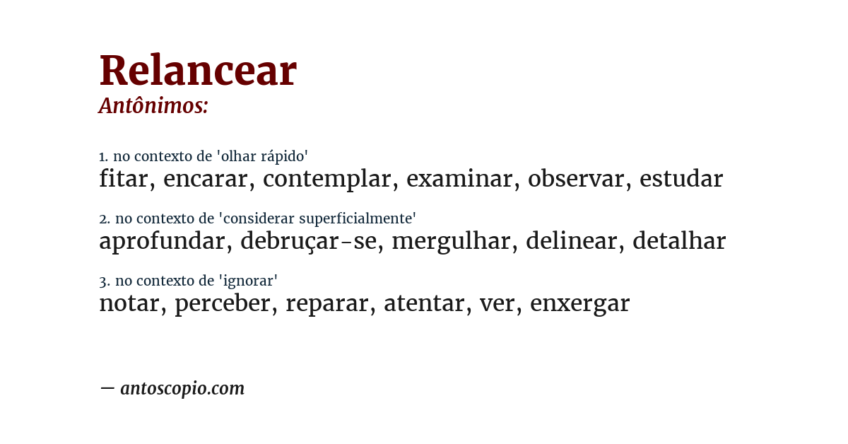 Antônimo de relancear