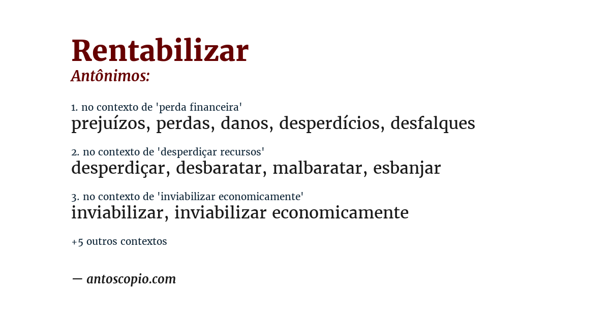 Antônimo de rentabilizar
