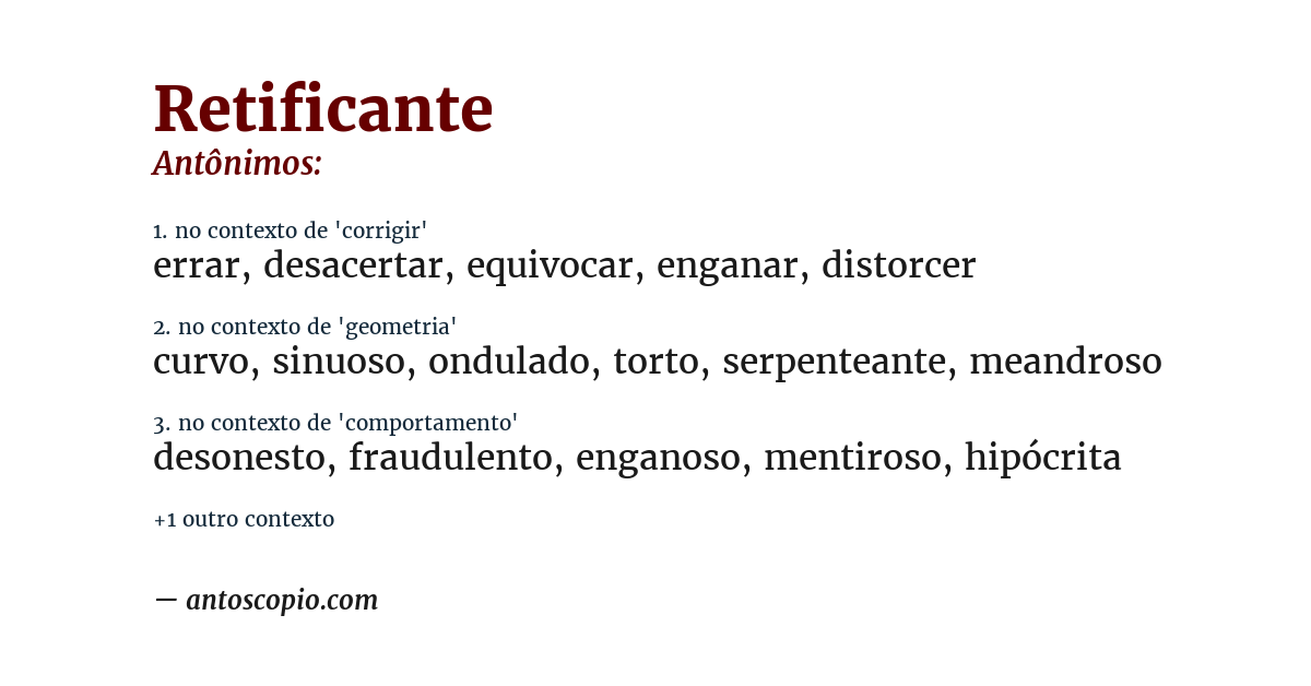 Antônimo de retificante
