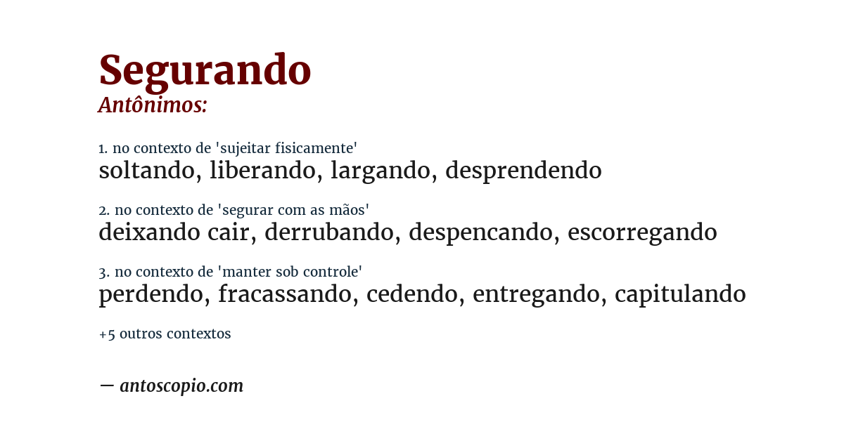 Antônimo de segurando