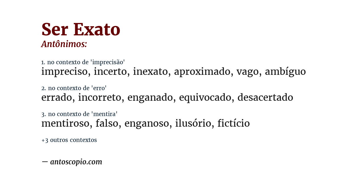 Antônimo de ser exato