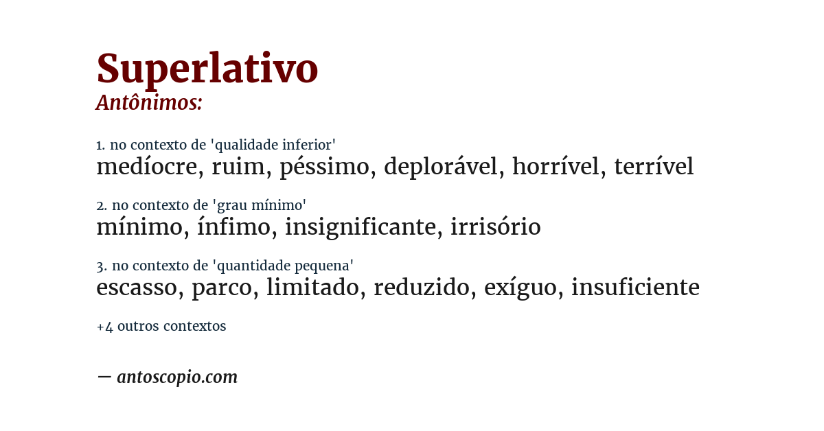 Antônimo de superlativo