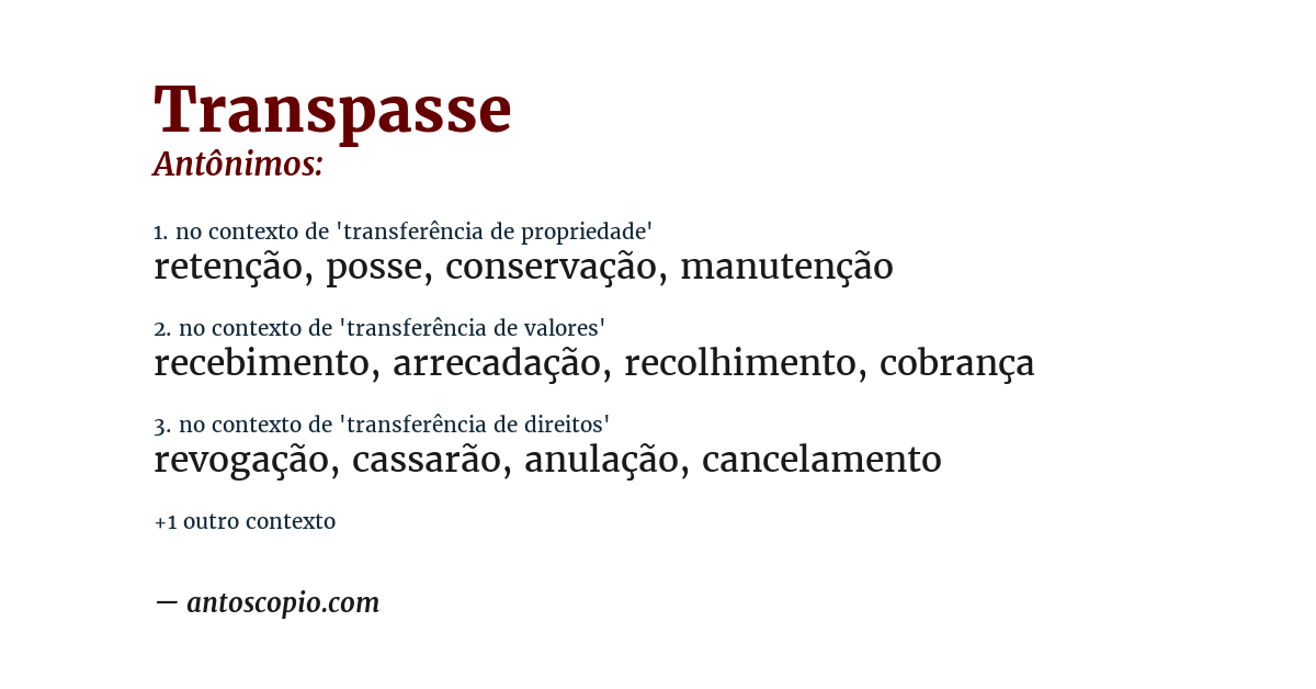 Antônimo de transpasse